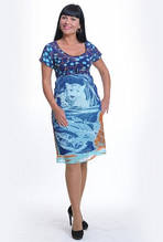 Шифонове літнє плаття блакитне бірюзове тигр-трапеція по коліно інтернет-магазин