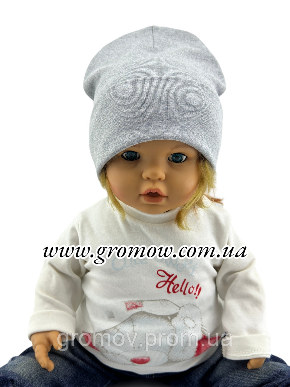 Оптом шапки 48 50 52 і 54 трикотажна з хомутом подвійна шапка головні убори дитячі гурт (ОШ36367), фото 1