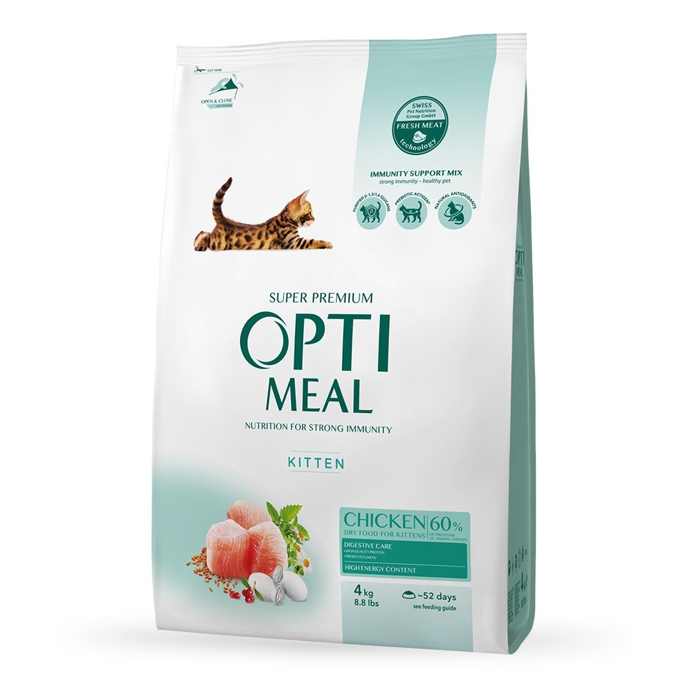 Optimeal Kitten сухий корм для кошенят, з куркою 4КГ