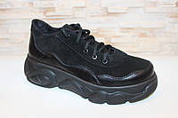 Туфлі кросівки жіночі чорні натуральна замша Т1176