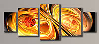 Модульная картина на холсте из 5-ти частей "Оранжевая абстракция"