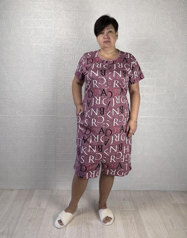 Халат женский батал летний кулер розовый 48-62р