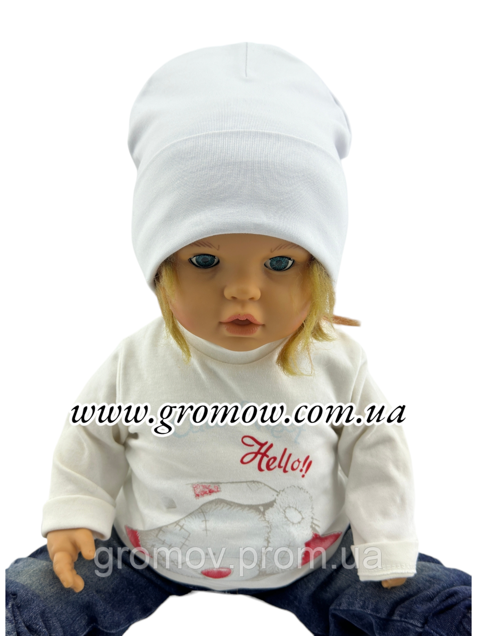 Оптом шапки 48 50 52 і 54 трикотажна подвійна шапка головні убори дитячі гурт (ОШ36375), фото 1