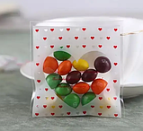 Пакети різнокольорові сердечка з липкою стрічкою поліпропіленові фасувальні прозорі 10 шт 10х10см пластикові для печива, частувань, фото 6