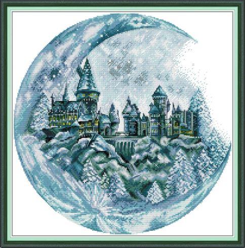 Набір для вишивання за нанесеною на канву схемою "Winter At Hogwarts ".AIDA 14CT printed , 42*42 см