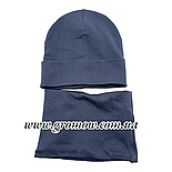 Оптом шапки 48 50 52 і 54 трикотажна з хомутом подвійна шапка головні убори дитячі гурт (ОШ36399), фото 2
