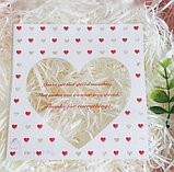 Пакети різнокольорові сердечка з липкою стрічкою поліпропіленові фасувальні прозорі 10 шт 10х10см пластикові для печива, частувань, фото 7