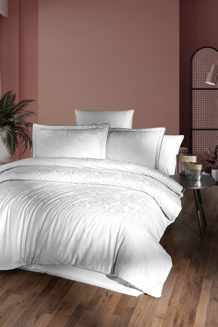 Турецька Постільна Білизна La Roman Premium Satin 300TC Vandela White 200х220см