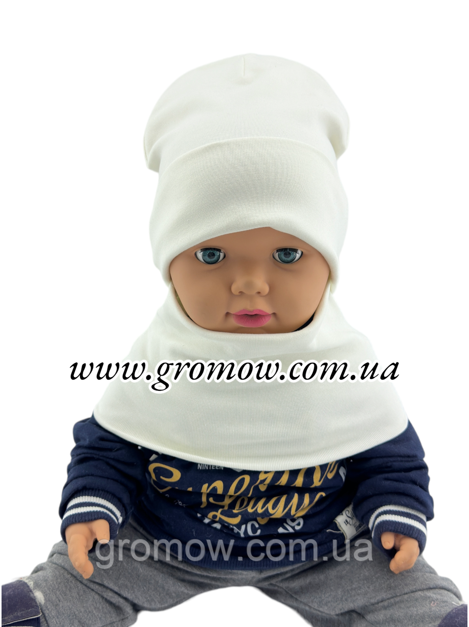 Оптом шапки 48 50 52 і 54 трикотажна з хомутом подвійна шапка головні убори дитячі гурт (ОШ36406), фото 1