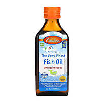 Дитяча омега в рідкій формі з додаванням вітаміну Е, Carlson Kid's Norwegian Fish Oil 200 ml, Ягода