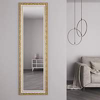 Зеркало в красивой раме 176х56 для дома в широкой багетной раме, зеркало настенное золотое с патиной