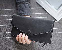 Стильный женский кошелек клатч черного цвета, Жіночий гаманець