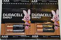 Батарейки Duracell Simply AAА (LR03) щелочные 1.5V мизинчиковые 2 шт