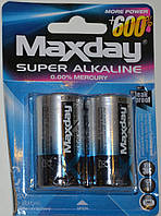 Батарейки пальчиковые MAXDAY Super Alcaline R14 1,5V, 12шт/уп мощные батарейки размер - C