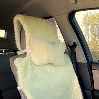Автомобільна подушка на підголівник з Еко-хутра Подушка в салон автомобіля Лимонна 1 AmmuNation