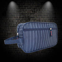 Косметичка синя чоловіча, несесер на блискавці з ручкою 26х15х8 см органайзер для туалетного приладдя