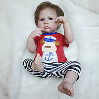 Лялька Реборн хлопчик повністю вініл силіконовий з волоссям, дуже реалістичний схожий на дитину, з одягом та аксесуарами