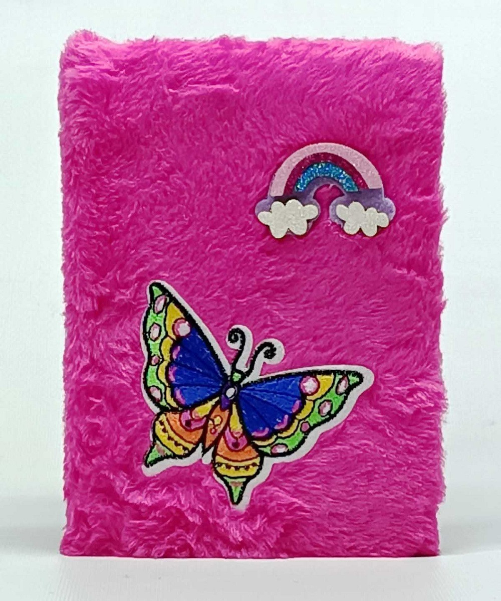 Блокнот "Метелик" хутряний рожевий B5 лінія DSCN9761-1, фото 1