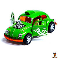 Машинка металлическая инерционная volkswagen beetle custom dragracer, 1:32, детская игрушка, зеленый