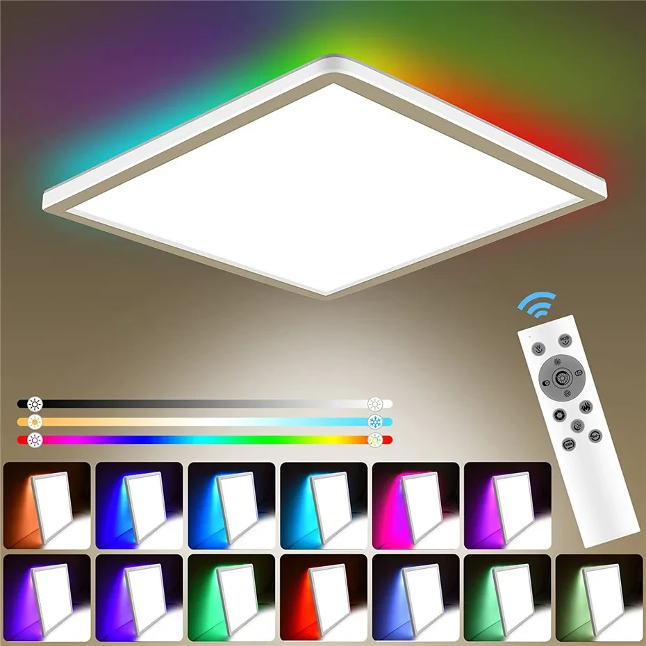 Ультратонкий світлодіодний накладний світильник люстра з пультом Slim Back Light 42S RGB WH