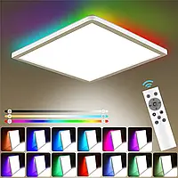 Ультратонкий светодиодный накладной светильник люстра с пультом Slim Back Light 42S RGB WH