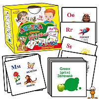 Карточки обучающие "азбука + английский alphabet", укр, детская игрушка, от 0 лет, Мастер MKD0019