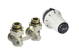 Комплект нижнього підключення радіатора Danfoss DN 1/2" кутовий з термоголовою 013G5276