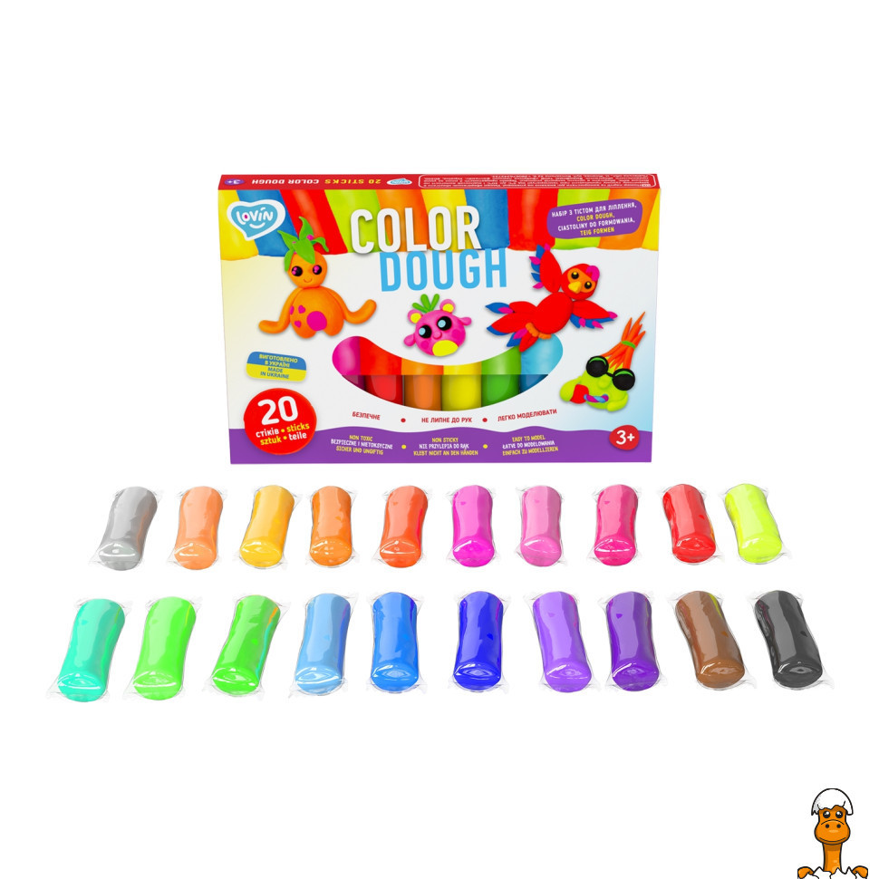 Набір для ліплення з тістом color dough, 20 стиків, дитяча іграшка, віком від 3 років, Lovin 41204L