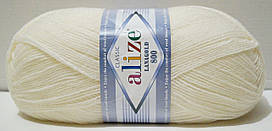 Нитки пряжа для в'язання напіввовна Lana Gold 800 Лана голд 800 від Alize Алізе № 450 - перловий