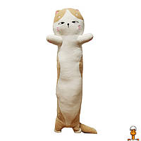 Мягкая игрушка антистресс "кот батон", 90 см, детская, бежевый, от 3 лет, Bambi K15217(Biege)