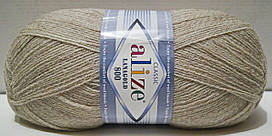 Нитки пряжа для в'язання напіввовна Lana Gold 800 Лана голд 800 від Alize Алізе № 152 - бежевий меланж