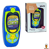 Музыкальный развивающий телефон, со светом, детская игрушка, синий, от 3 лет, KAICHI K999-72G/B(Blue)