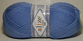 Нитки пряжа для в'язання напіввовна Lana Gold 800 Лана голд 800 від Alize Алізе № 40 - блакитний