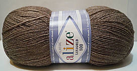 Нитки пряжа для в'язання напіввовна Lana Gold 800 Лана голд 800 від Alize Алізе № 240 - св.корічневая меланж