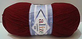 Нитки пряжа для в'язання напіввовна Lana Gold 800 Лана голд 800 від Alize Алізе № 57 - бордо