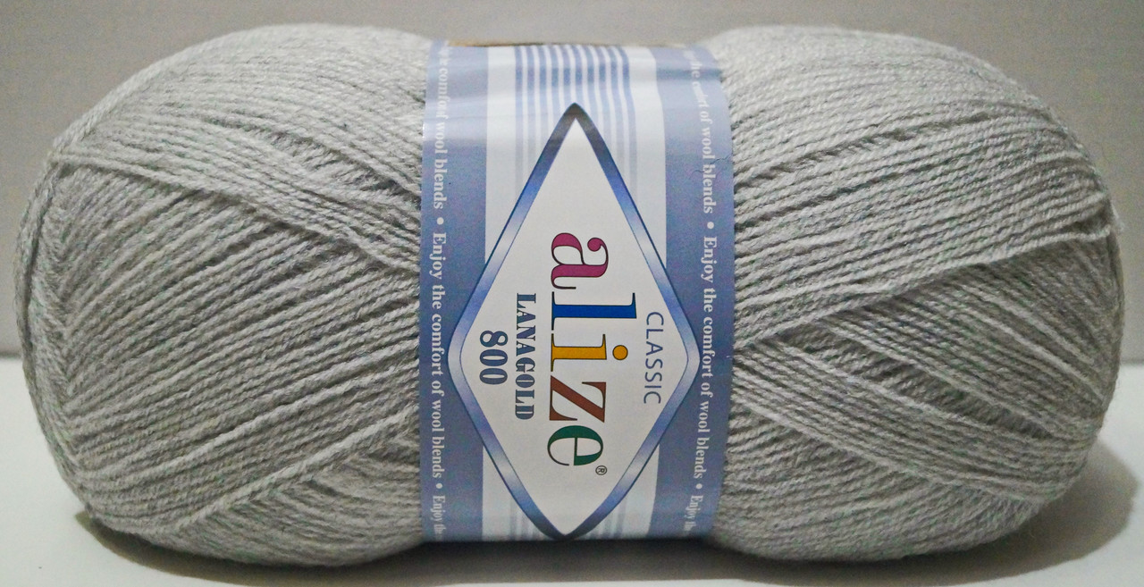 Нитки пряжа для в'язання напіввовна Lana Gold 800 Лана голд 800 від Alize Алізе № 684 - попелястий