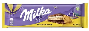 Шоколад молочний із бісквітним печивом Milka Choco Biscuit Швейцарія 300г