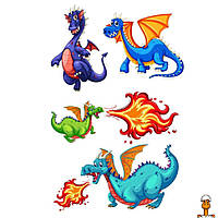 Временная татуировка драконы, 4 картинки, детская игрушка, от 3 лет, Ink-Ok 74077871