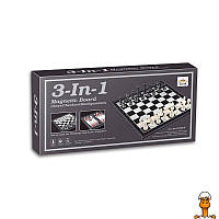 Шахматы магнитные 3 в 1, поле 19 х 19 см, детская игрушка, от 5 лет, Bambi QX54810