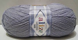 Нитки пряжа для в'язання напіввовна Lana Gold 800 Лана голд 800 від Alize Алізе № 200 - світлий сірий