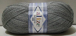Нитки пряжа для в'язання напіввовна Lana Gold 800 Лана голд 800 від Alize Алізе № 21 - сірий меланж