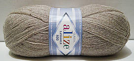 Нитки пряжа для в'язання напіввовна Lana Gold 800 Лана голд 800 від Alize Алізе № 207 - світлий коричневий
