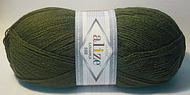 Нитки пряжа для в'язання напіввовна Lana Gold 800 Лана голд 800 від Alize Алізе № 29 - хакі