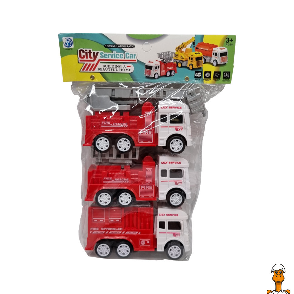 Ігровий набір пожежні машинки, 3 шт, дитяча, віком від 3 років, Bambi 7331-2A2