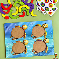 Деревянный пазл-сортер "черепашки - цвета", с заданиями, детская игрушка, от 2 лет, Ubumblebees PSD138