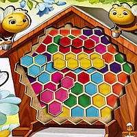 Деревянный пазл-вкладыш "веселые пчелки", сортер-тетрис, детская игрушка, от 2 лет, Ubumblebees PSD165