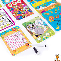 Настільна гра пиши та витирай "зоопарк", укр, дитяча іграшка, віком від 3 років, Vladi Toys VT5010-20