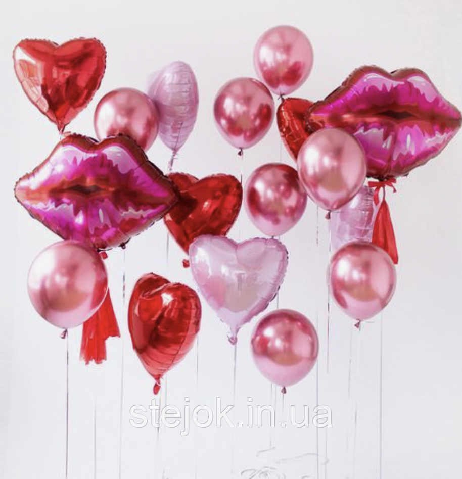 Набір фольгованих кульок Губки із серцями, фото 1