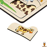 Деревянный пазл-вкладыш "где? чей узор?", сортер, детская игрушка, от 2 лет, Ubumblebees PSD074