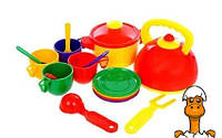Детский игровой набор посудки, 16 предметов, разноцветный, от 3 лет, ЮНИКА 70316(Multicolor)